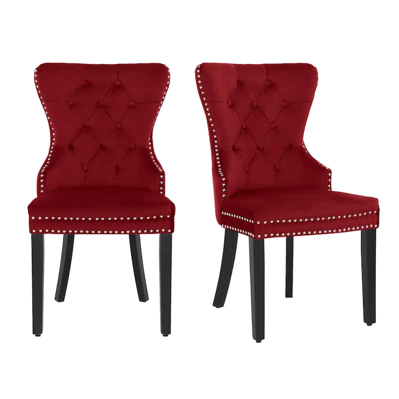 Grandview Tufted Upholstered Dining Chair (Set of 2) with Nailhead Trim and Ring Pull