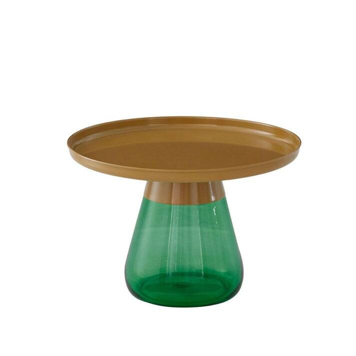 24" Matte Gold Tray Top Aeryn Nesting Table With Emerald Green Base - 24x17