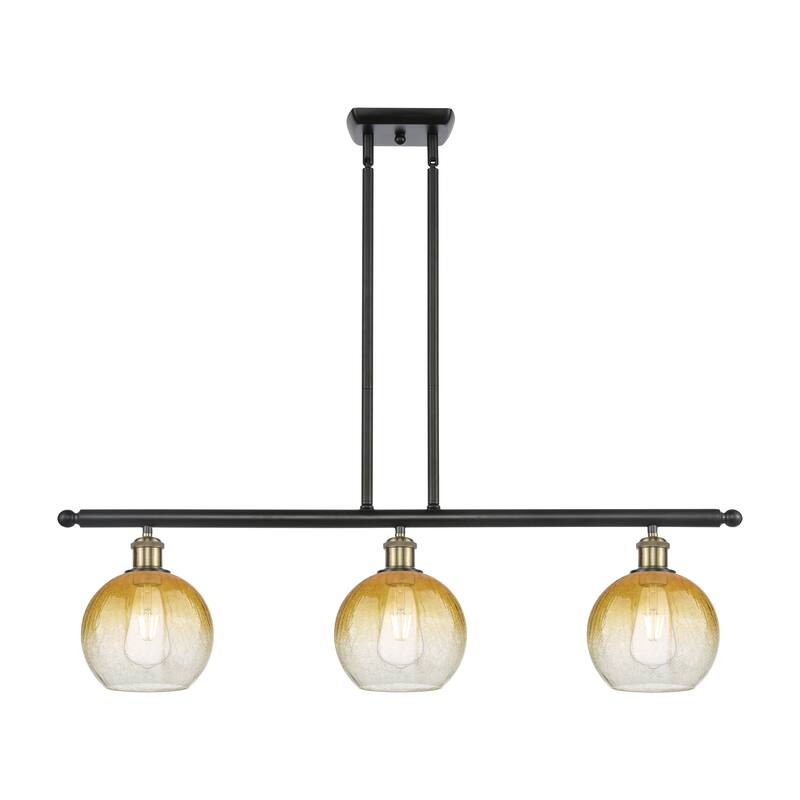 Innovations Lighting Endless Possibilities Ballston - Brookhaven Globe - 3 Light 36" Stem Hung Island Light - Black Antique Brass/Amber