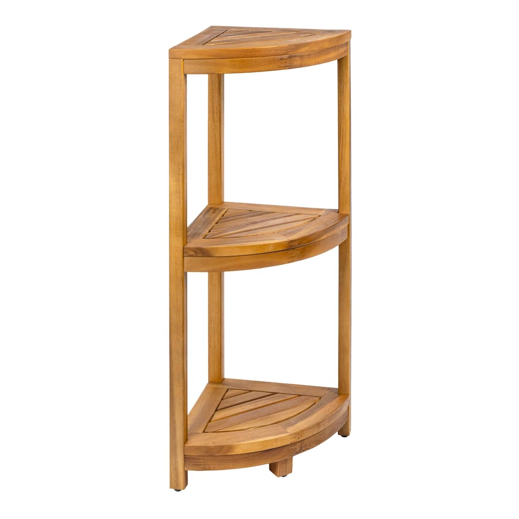 33" Sela 3-Tier Acacia Wood Freestanding Bathroom Corner Shelf