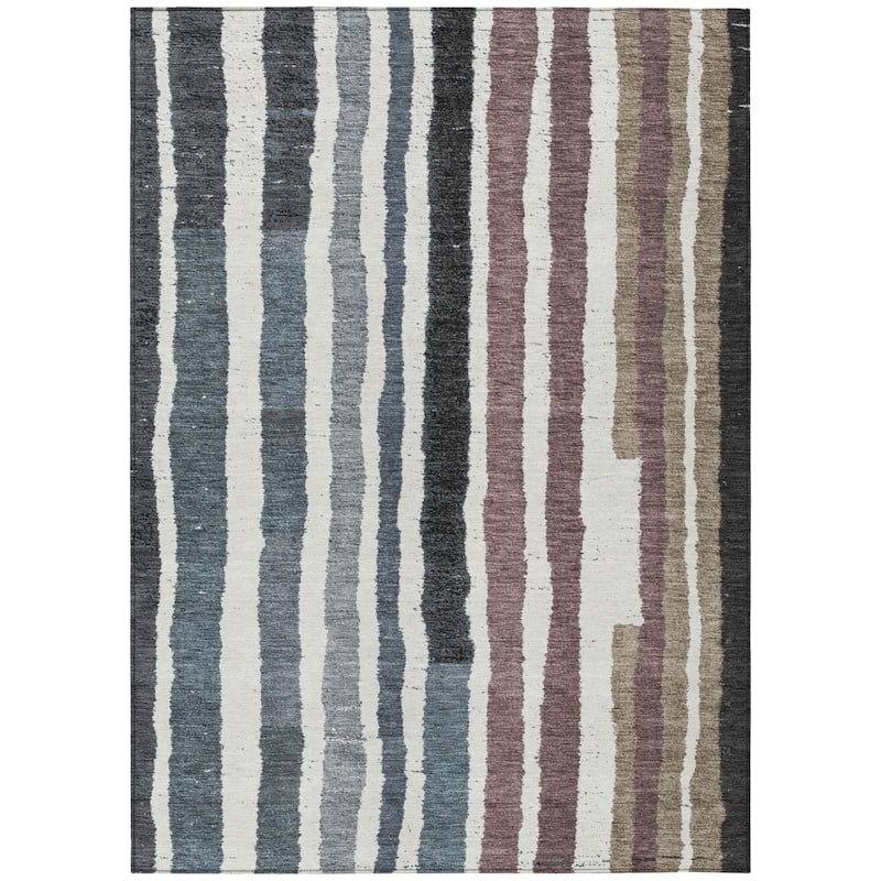 HomeRoots Striped Transitional Rectangle Outdoor Rug