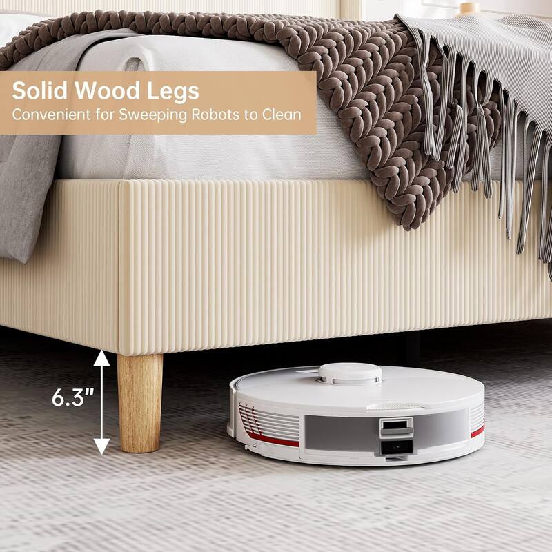 IDEALHOUSE Corduroy, Platform Bed with 51"Tall Vertical Headboard