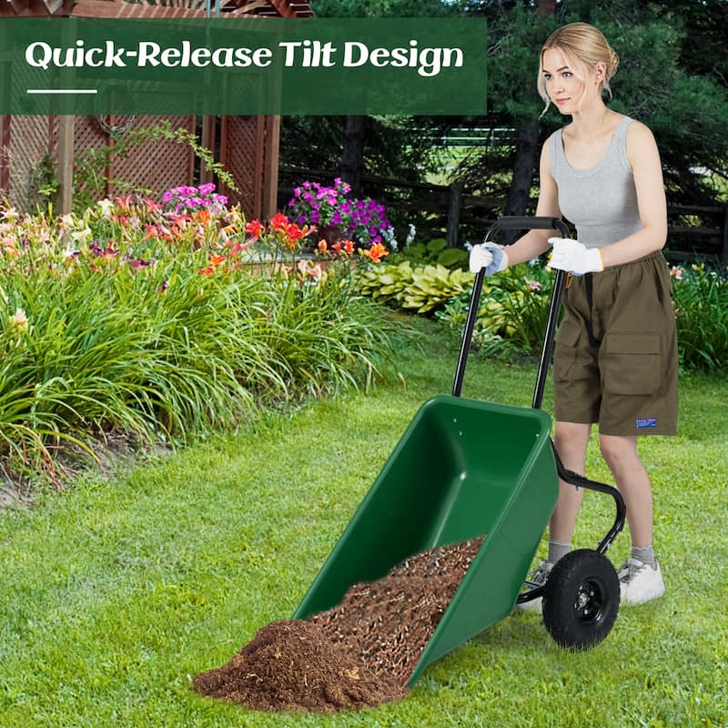 Gymax Dual-Wheel Wheelbarrow w/ Pneumatic Tires 330 LBS Load Capacity