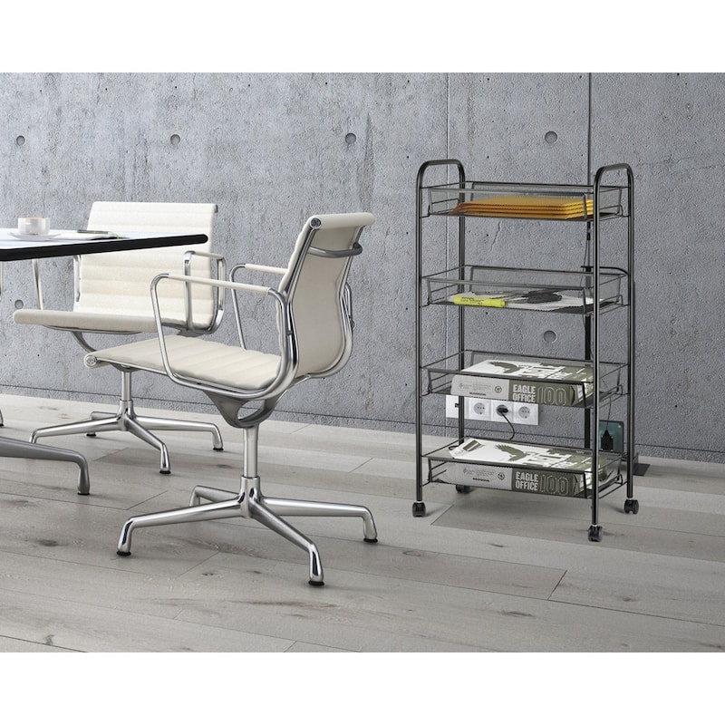 4-Tier Steel Storage Shelving Cart with Wheels