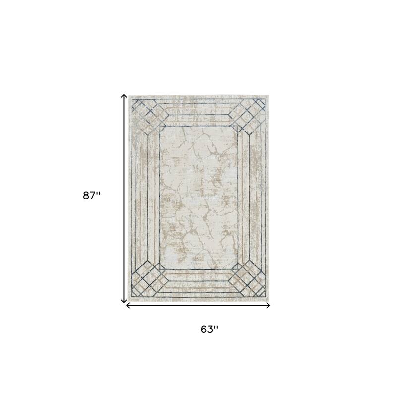 Boyaf Power Loomed Geometric Modern Non Skid Stain Resistant Area Rug By HomeRoots - 87' X '63' X '0.39