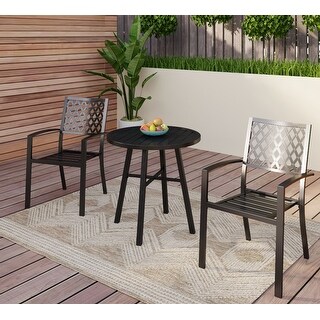 Claribelle 3-piece Black Patio Bistro Set with Rou