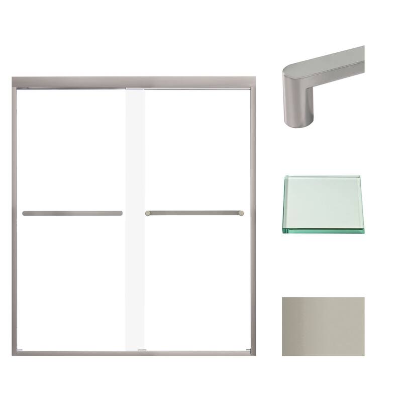 Transolid FBPT607008C-R 70" High x 59" Wide Bypass Frameless Shower - Brushed Stainless