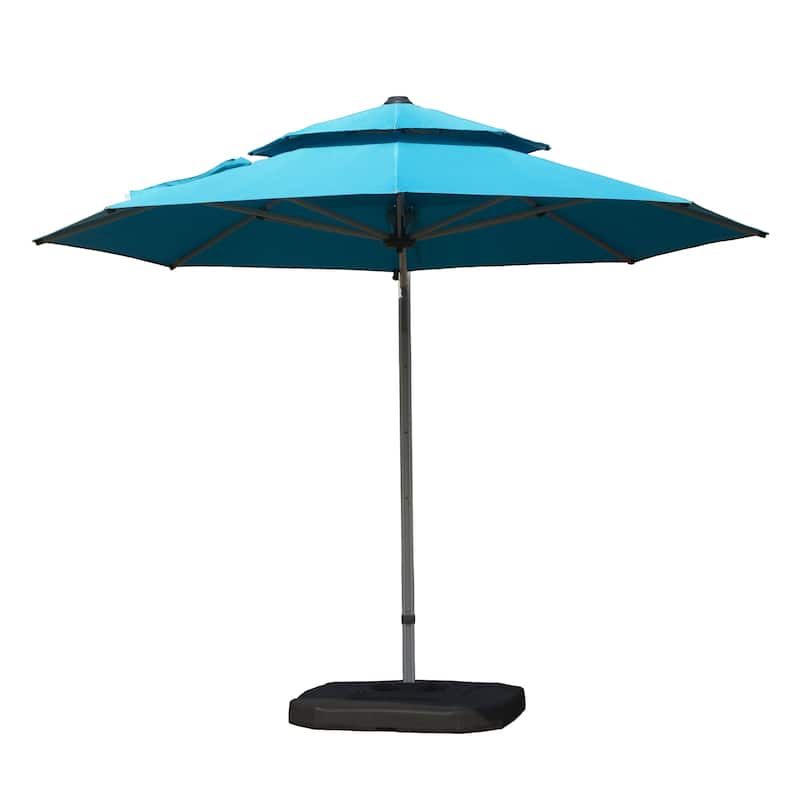 Rotatable Cantilever Umbrella with Hydraulic Lift, UV Protection, and Tilt Adjustment - Blue