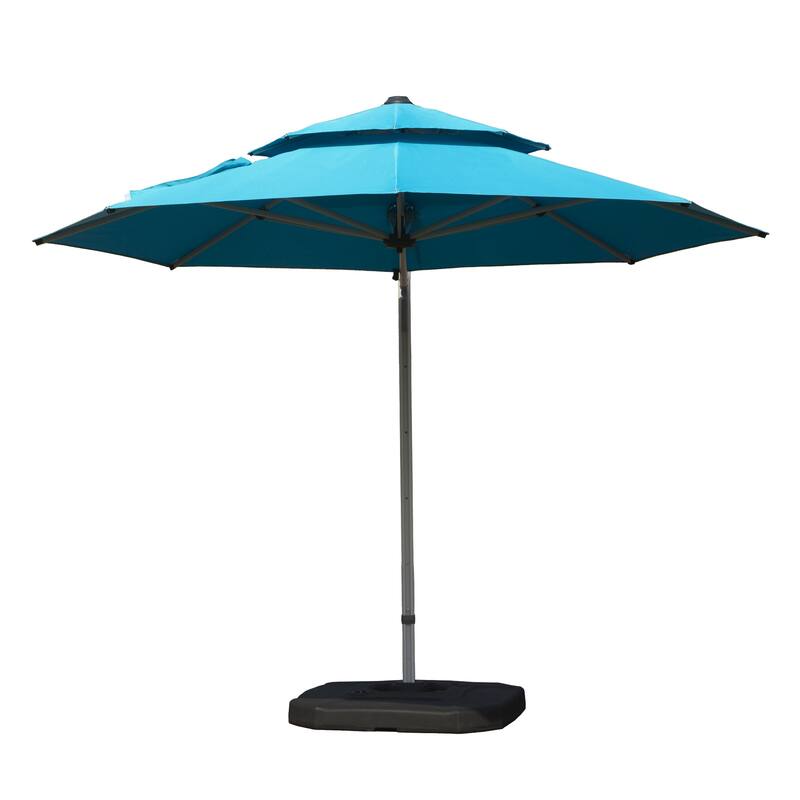 Round Cantilever Umbrella with Center Pole, (Base Not Included) - Lake Blue