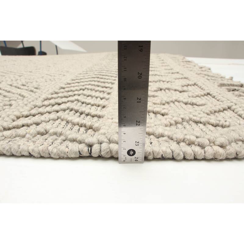 ECARPETGALLERY Braid weave Sienna Grey Wool Rug - 5'4 x 7'1