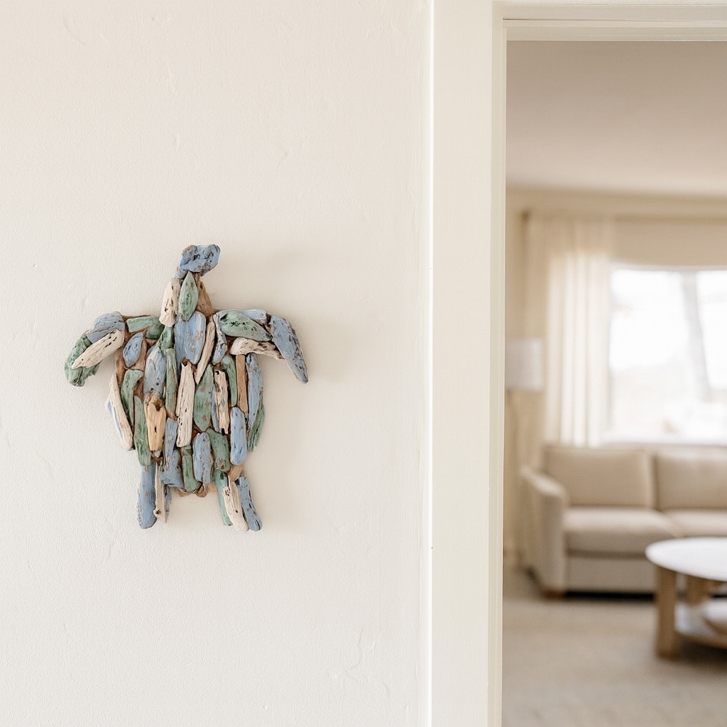 Wooden Decorative Turtle Figurine Sculpture - 15", Blue & Green - 15.0"