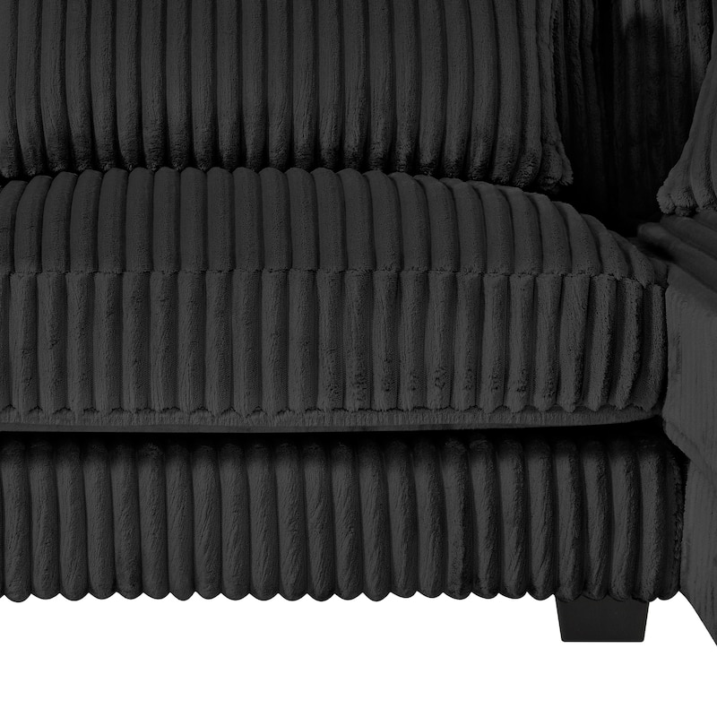 Oversized Corduroy Sectional Sofa with a Chaise