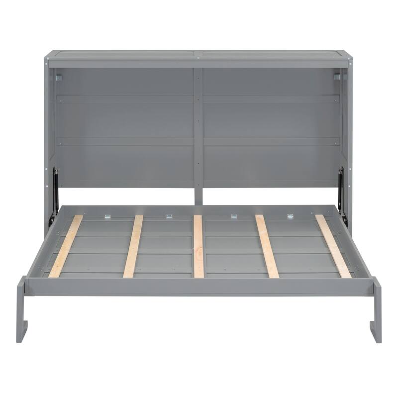 Queen Smart Murphy Bed with Tiered Storage Cabinet