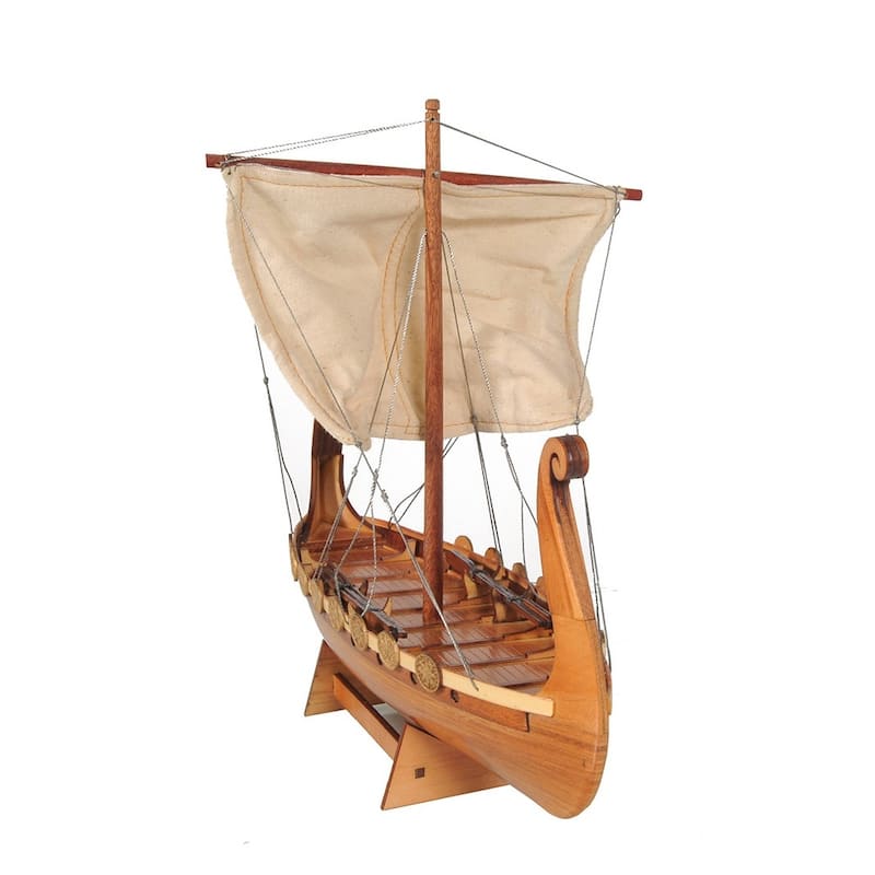 HomeRoots 10" Natural Solid Wood Hand Painted Decorative Boat - 12' X '10' X '7.5