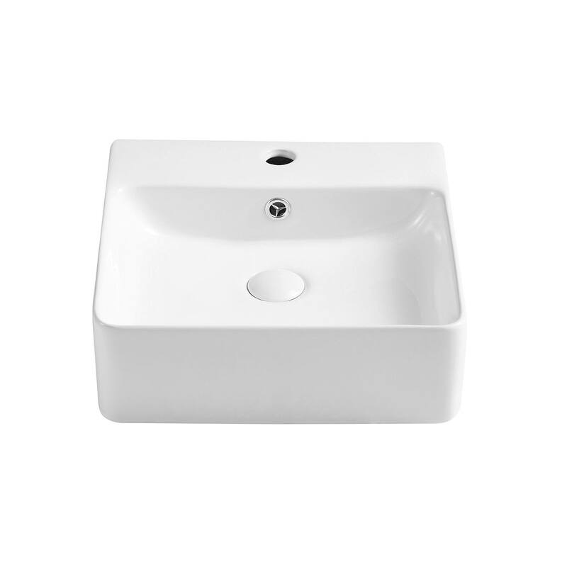 Eridanus 15" Square Wall-Mounted Vessel Bathroom Sink with Overflow