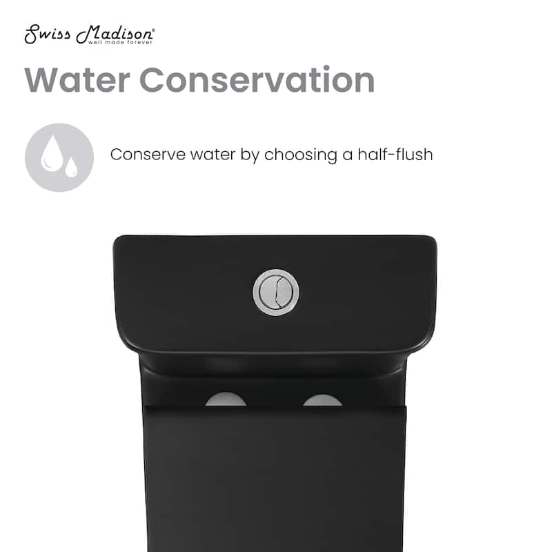 Charme One Piece Square Toilet Dual Flush 1.1/1.6 Gpf With 10" Rough-In, Matte Black - 25.8" x 14.95" 29.95"