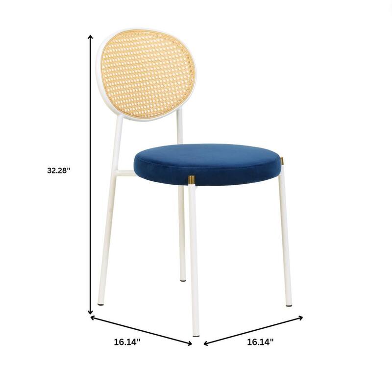 LeisureMod Euston Set of 4 Velvet Modern Dining Chair - Wicker Back Accent Chair for Home Living Room & Kitchen