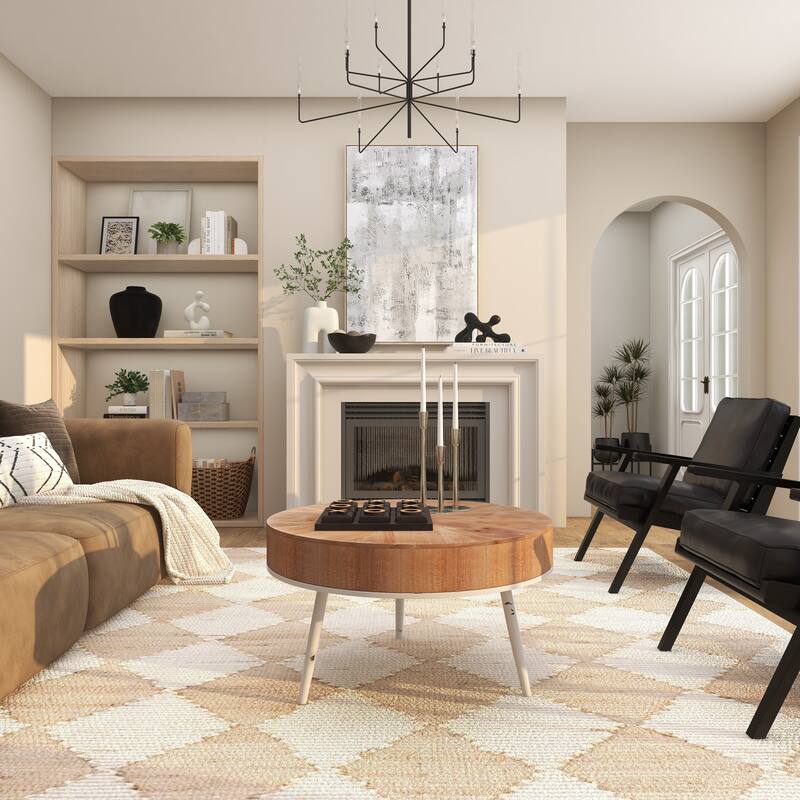 Wooden Abstract Textured Living Room Wall Decor with Wooden Frame and Black Distressing - Gray - Roche River Decor