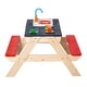 preview thumbnail 9 of 9, Outsunny Kids Picnic Table Set with Wooden Bench & Sandbox Kitchen Toys Faucet Water Pump 37" x 35" x 20" - 37" x 35" x 20"