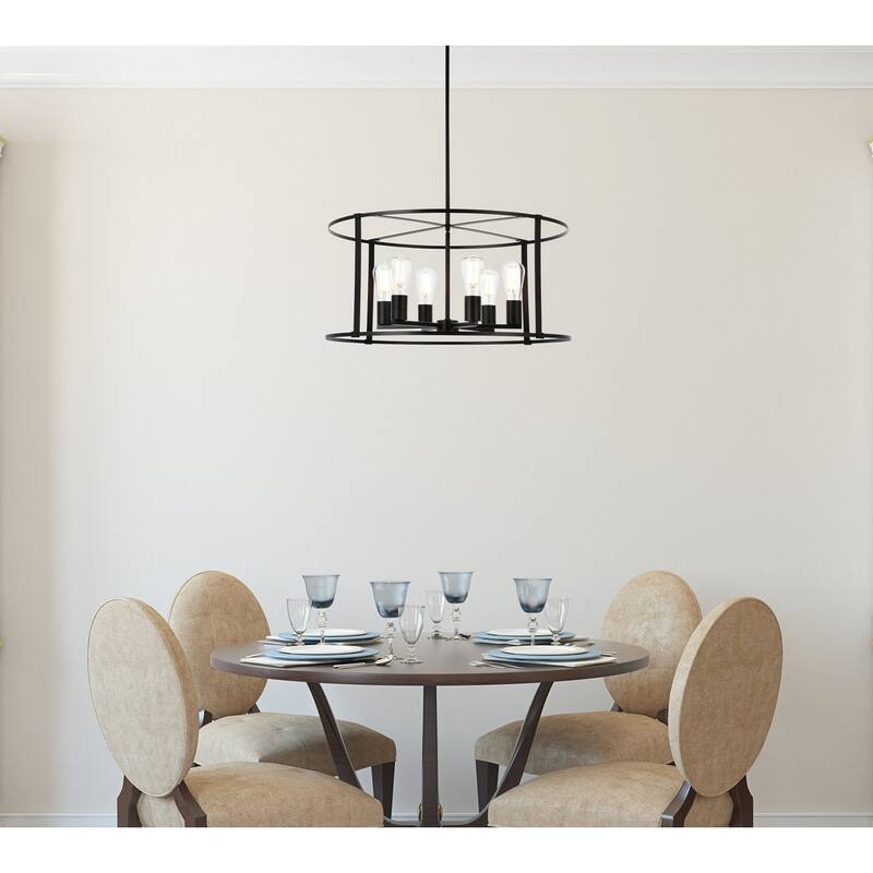 Aria 6 Light Pendant in black - 26 Inch