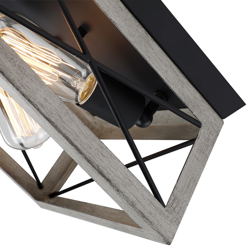 2 Light Caged Square/Rectangle Flush Mount Fixture
