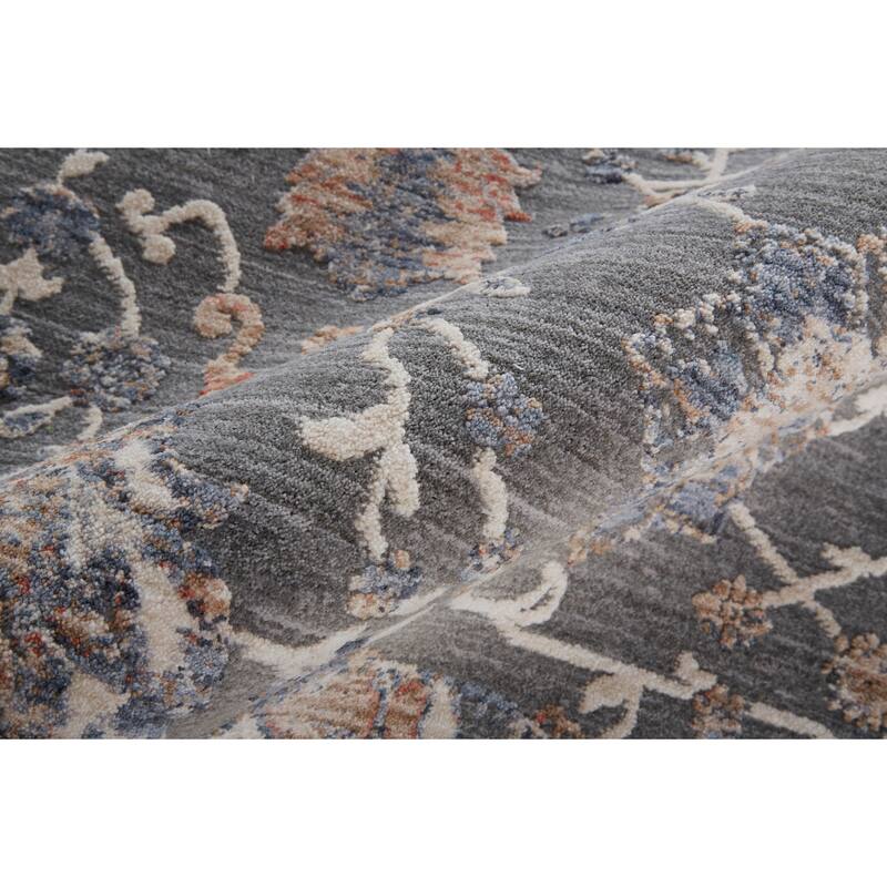 Sybil Transitional Oriental Style Rug, Charcoal/Biscuit Tan