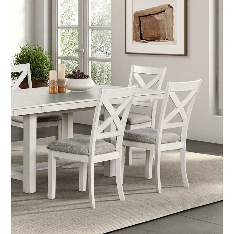 Modern Simple Rustic White Oak 2pc Side Chairs Dining Room Furniture Cross Back Cushion Seat Chair