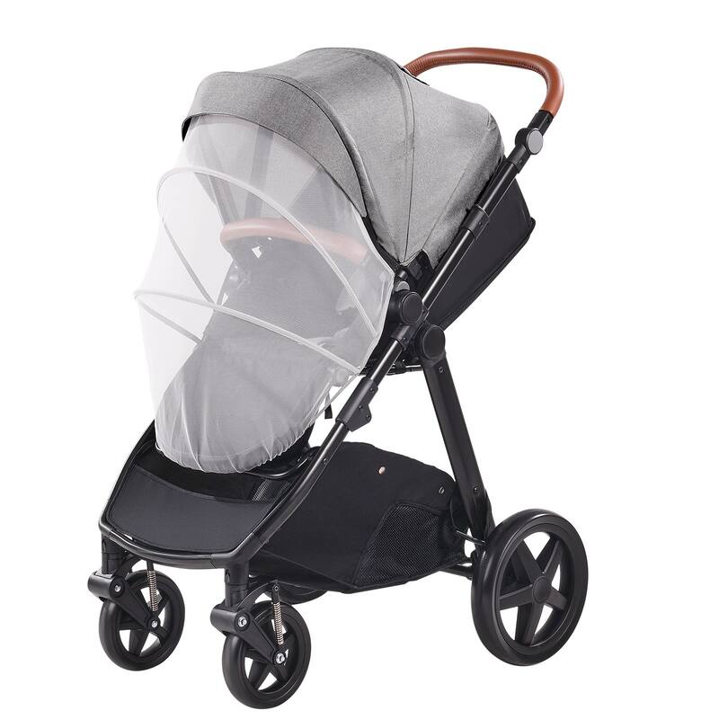 Oxford Aluminum Stroller with Bassinet and Adjustable Canopy - 35.4” L x 25.8” W x 43.9” H