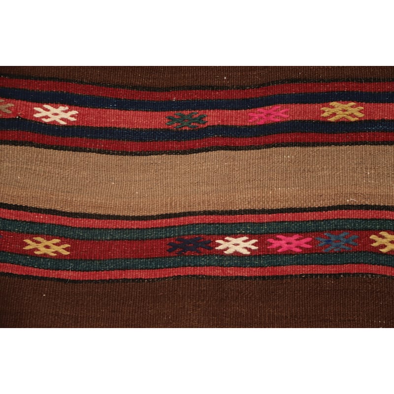 Hand Woven Oriental 100% Wool Carpet Southwestern Tribal Brown Kilim Area Rug - 7' 3'' X 4' 11''