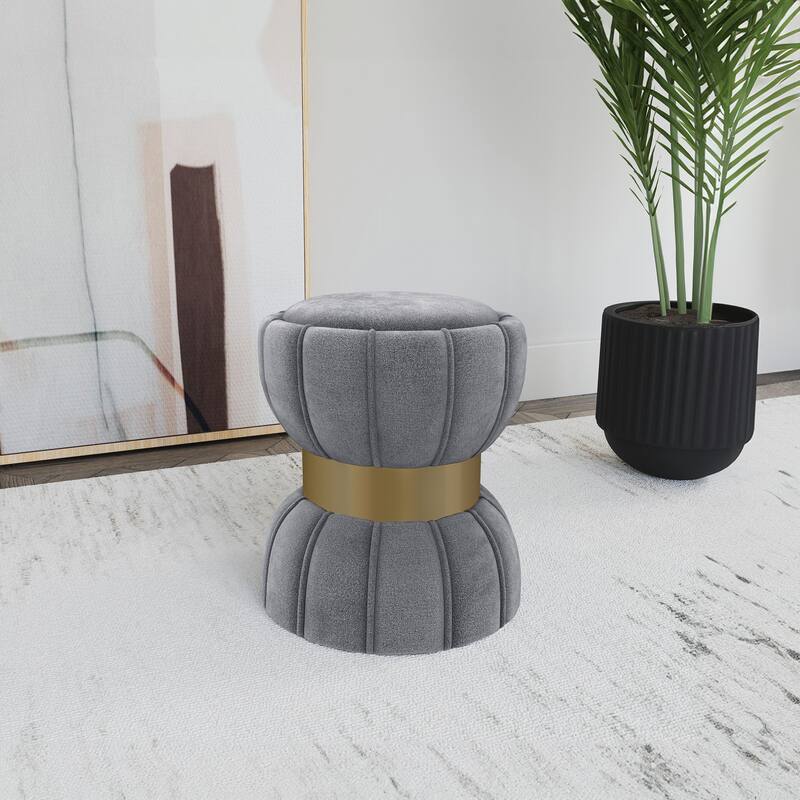 Sora Modern Round Fabric Upholstered Ottoman