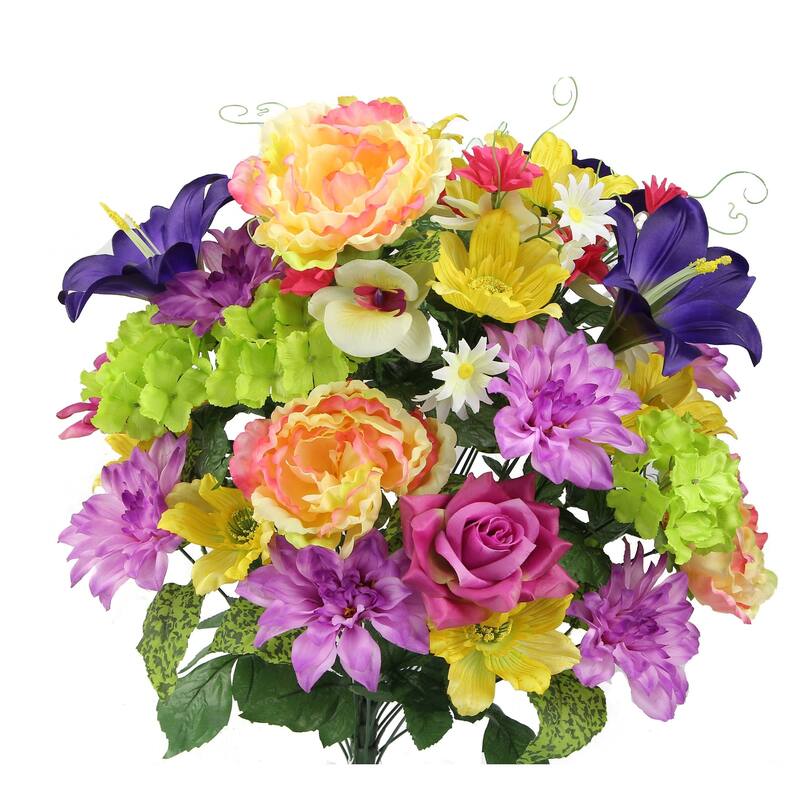 36 Stems faux Peony Rose Lily Dahlia Mixed Flower Bush