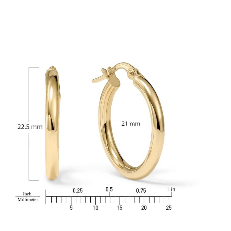 Clover 14k Yellow Gold High-Polish Round Hoop Earrings 2.5mm