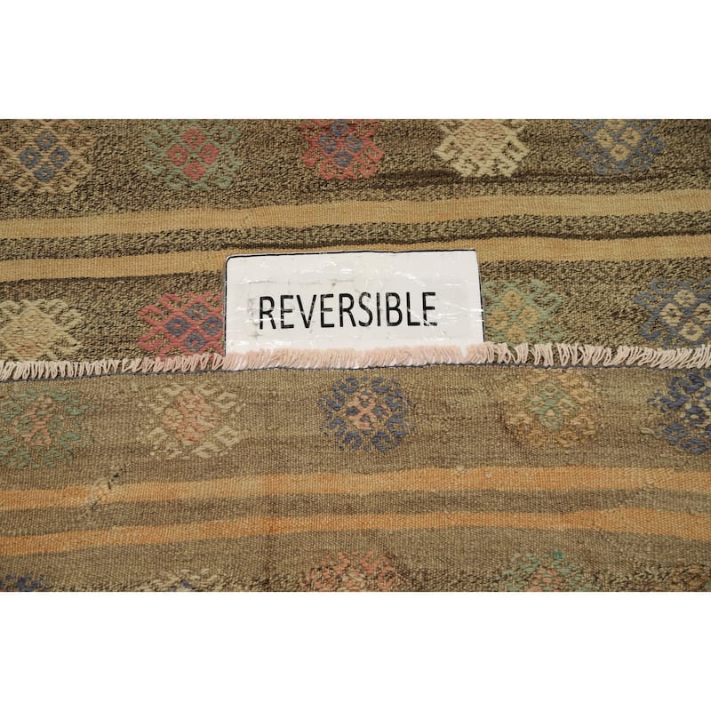 Hand Woven Oriental 100% Wool Carpet Southwestern Tribal Multi-Colored Kilim Area Rug - 8' 5'' X 5' 10''