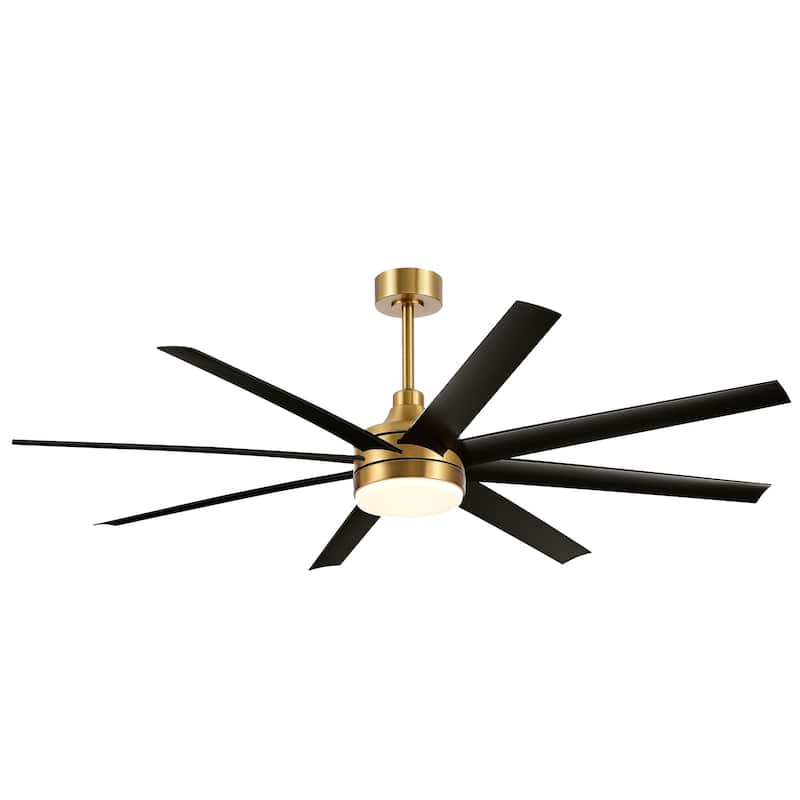 65" 8 Blade Black and Gold Ceiling Fan with LED Lights Remote Control - 65 inch