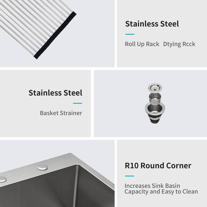 Drop-In 16 Gauge Single Bowl Stainless Steel Kitchen Sink in Brushed Nickel