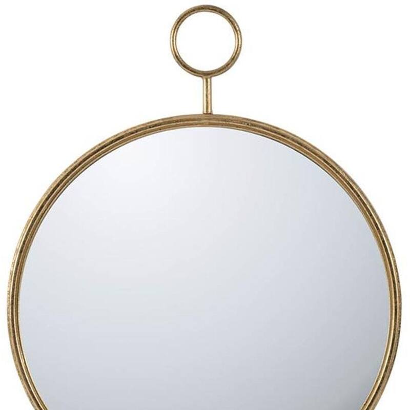 HomeRoots 32" Gold Round Iron Framed Accent Mirror - 26.4' X '32.3' X '1.8