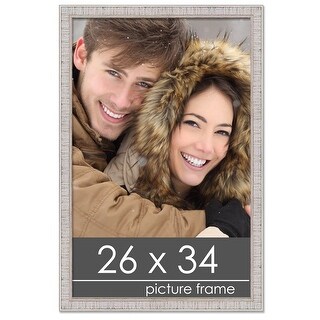 26x34 Distressed/Aged White Complete Wood Picture Frame with UV Acrylic ...