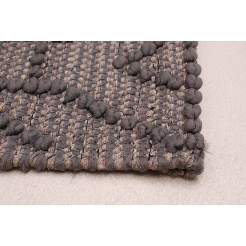 ECARPETGALLERY Braid weave Sienna Grey Wool Rug - 4'0 x 6'1