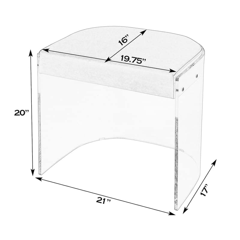Solara 20 in. Seat Height Acrylic and Upholstered Accent Stool - Clear Acrylic