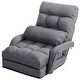 preview thumbnail 2 of 18, Costway Folding Floor Armchair w/ 6-position Adjustable Back & Lumbar - 69.5'' X 27'' X 5.5'' Grey