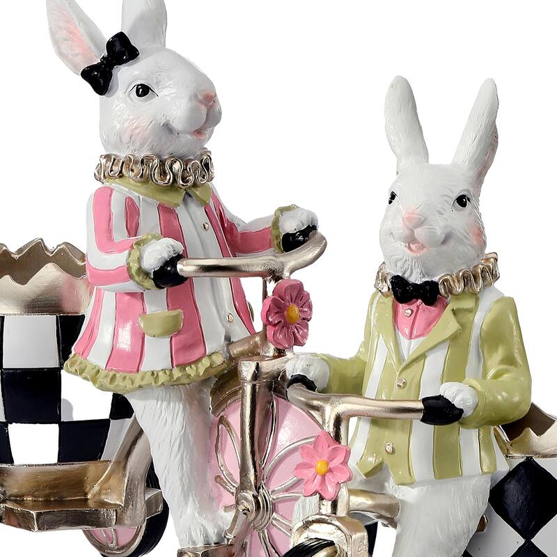 8.5" Resin Garden Bunny Tricycle Set of 2