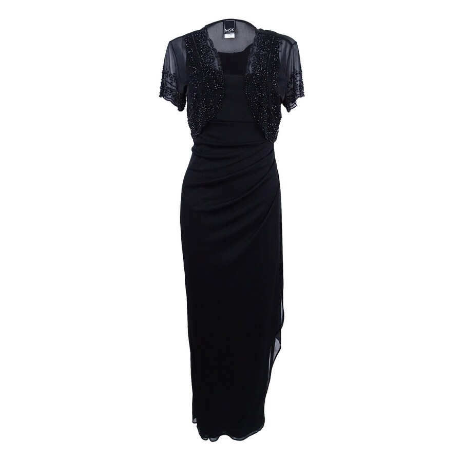 black sleeveless gown