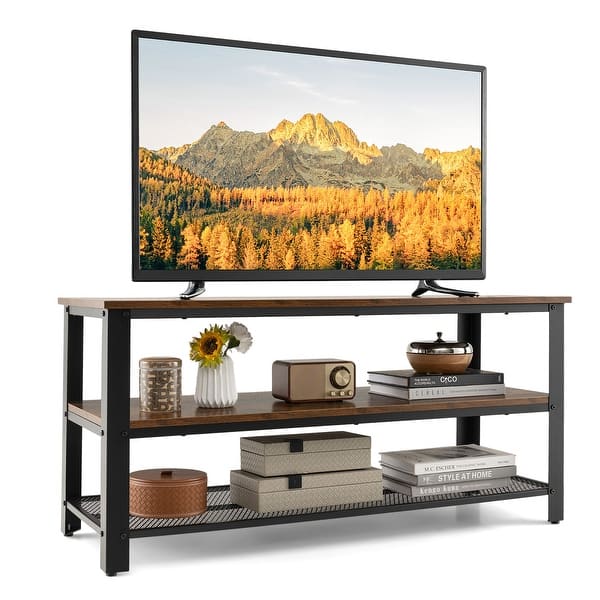 Gymax 3-Tier Industrial TV Stand Entertainment Media Center Console w ...