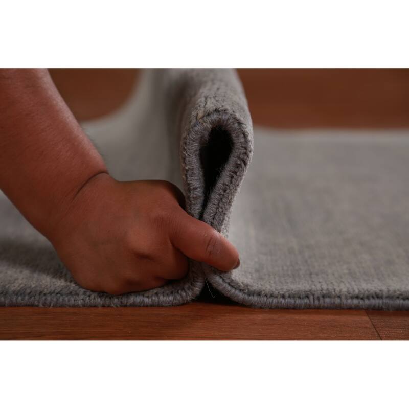Hand Knotted Oriental 100% Wool Carpet Modern Solid Greys & Charcoal Gabbeh Runner Rug - 9' 10'' X 3' 0''