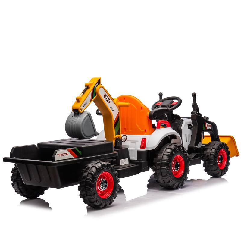 24v Kids Ride-On Electric Tractor Toy W/Parent Remote Control,3-Speed Adjustable,Built-In Music Player,Led Tail-Light
