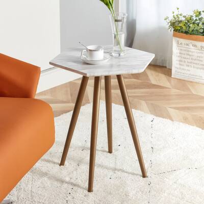 Modern Minimalism Hexagon Faux Marble Side Table Coffee Table