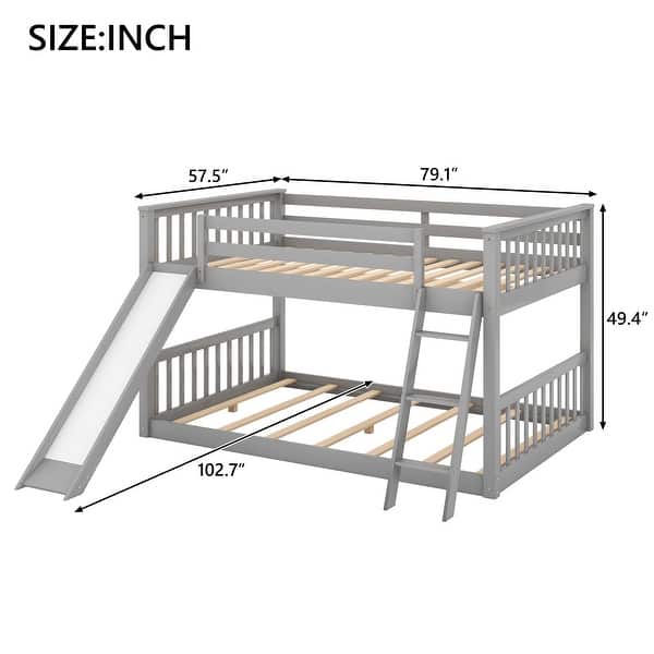 Full over Full Bunk Bed with Reversible Slide & Ladder, 400lb Capacity, Space-Saving Design