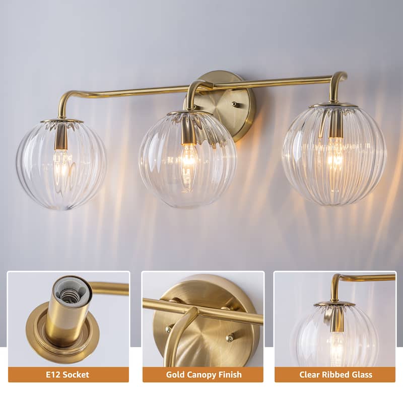 Starsky 3-Lights Modern Dimmable Glass Bathroom Vanity Light