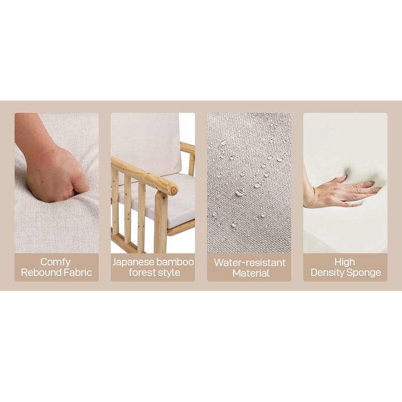 Cedar 4-Piece Wood Patio Conversation Set with Beige Cushions for Afternoon Tea & Conversation