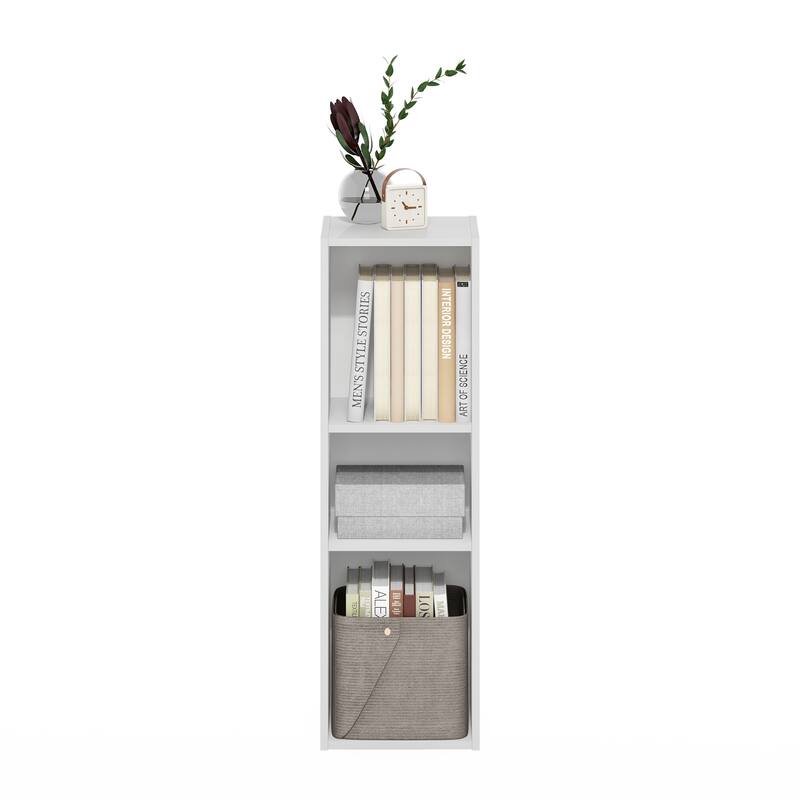 Furinno Fulda 3-Tier Space Saving Storage Shelf Bookcase, 10-Inch Width